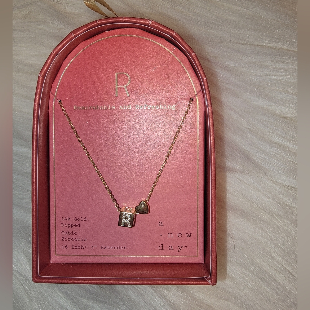 A New Day Gold Necklace with Heart and Square Charms